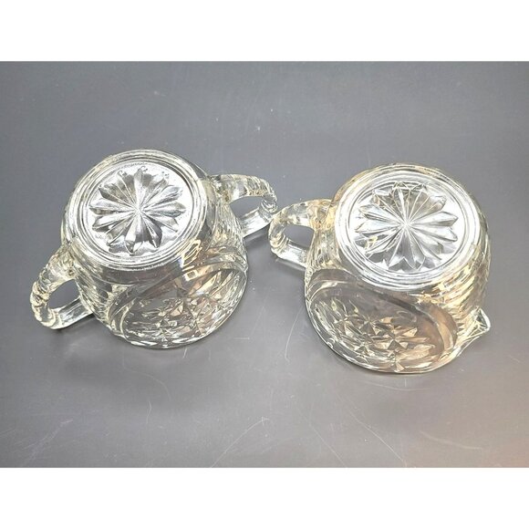 Vintage Clear Glass Cream & Sugar Set Anchor Hocking Starburst Pattern DD06 - Picture 7 of 7